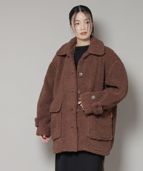 UNIVERSAL OVERALL(ユニバーサルオーバーオール)の「UNIVERSAL OVERALL/BOA HALF COAT(ステンカラーコート・レディース・ブラック/ブラウン・FREE)」の5枚目の写真