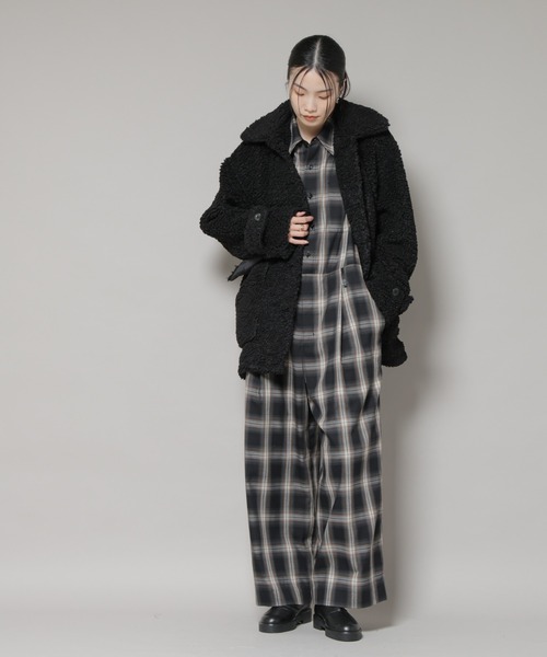 UNIVERSAL OVERALL(ユニバーサルオーバーオール)の「UNIVERSAL OVERALL/BOA HALF COAT(ステンカラーコート・レディース・ブラック/ブラウン・FREE)」の13枚目の写真