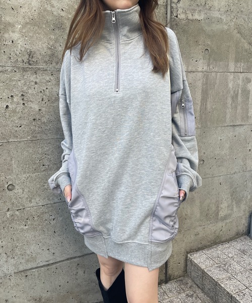 ROGER AND RAW(ロジャーアンドロウ)の「ナイロン切替ハーフジップスウェットプルオーバー(スウェット・レディース・ホワイト/ブラック/グレー・FREE)」の20枚目の写真