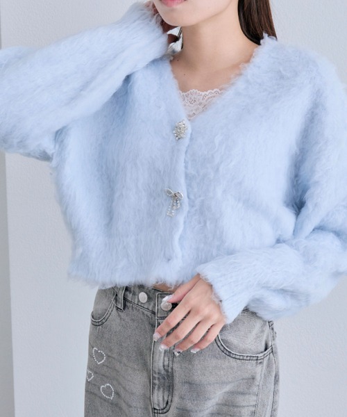OLIVE des OLIVE(オリーブデオリーブ)の「snow short cardigan(カーディガン/ボレロ・レディース・ピンク/サックスブルー/オフホワイト/チャコールグレー・FREE)」の16枚目の写真