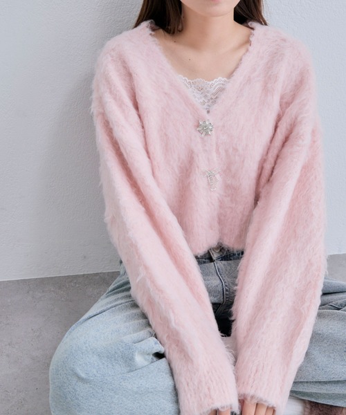 OLIVE des OLIVE(オリーブデオリーブ)の「snow short cardigan(カーディガン/ボレロ・レディース・ピンク/サックスブルー/オフホワイト/チャコールグレー・FREE)」の9枚目の写真