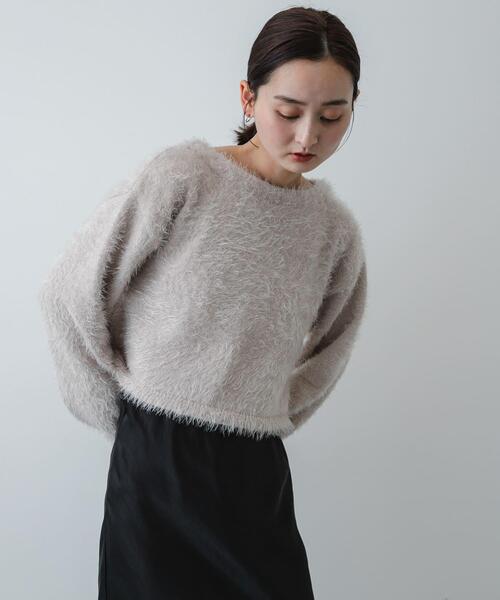 SENSE OF PLACE by URBAN RESEARCH(センスオブプレイスバイアーバンリサーチ)の「クロップドシャギーセーター(ニット/セーター・レディース・グレー/ブラウン/ベージュ/ブラック/ネイビー・ONE)」の12枚目の写真