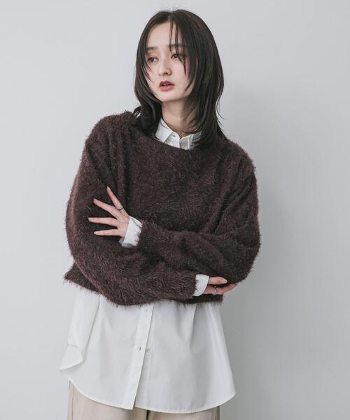 SENSE OF PLACE by URBAN RESEARCH(センスオブプレイスバイアーバンリサーチ)の「クロップドシャギーセーター(ニット/セーター・レディース・グレー/ブラウン/ベージュ/ブラック/ネイビー・ONE)」の20枚目の写真