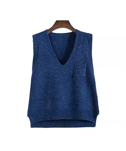 SEU（エスイーユー）の「ニットベスト レディース 重ね着 Vネック ゆったり 前後差 サイドスリット オフィスカジュアル きれいめカジュアル レディース韓国（ベスト・レディース・ブラウン/ネイビー/チャコール・フリー）」の14枚目の写真