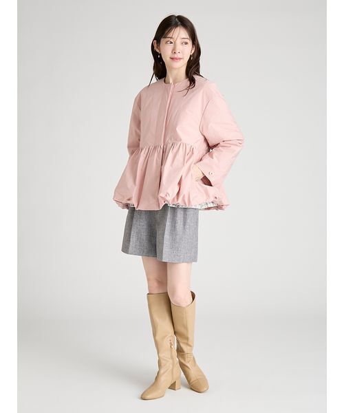 CELFORD(セルフォード)の「薄中綿ペプラムノーカラーコート(ノーカラージャケット・レディース・ピンク/ブラック/アイボリー・F)」の18枚目の写真