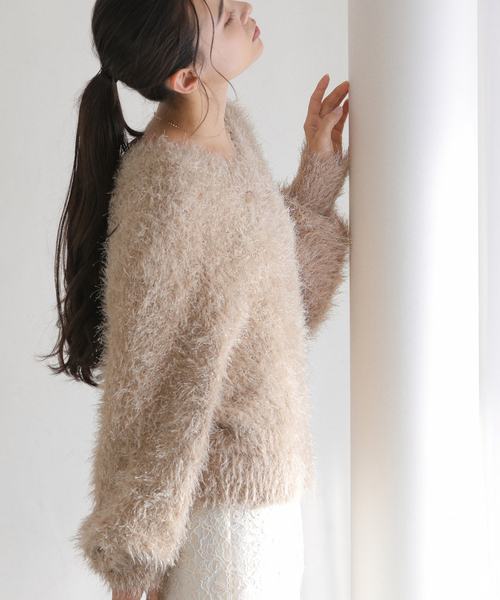 La TOTALITE（ラトータリテ）の「【洗える】2WAYフェザーニット（ニット/セーター・レディース・サックスブルー/ベージュ/ホワイト・FREE）」の3枚目の写真