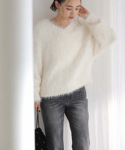 La TOTALITE（ラトータリテ）の「【洗える】2WAYフェザーニット（ニット/セーター・レディース・サックスブルー/ベージュ/ホワイト・FREE）」の13枚目の写真