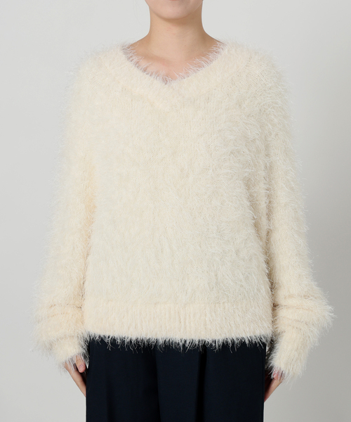 La TOTALITE（ラトータリテ）の「【洗える】2WAYフェザーニット（ニット/セーター・レディース・サックスブルー/ベージュ/ホワイト・FREE）」の4枚目の写真