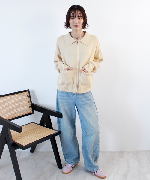 ABYS(アビス)の「zip付ニットカーディガン(カーディガン/ボレロ・レディース・ネイビー/レッド/アイボリー・FREE)」の5枚目の写真