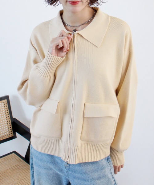 ABYS(アビス)の「zip付ニットカーディガン(カーディガン/ボレロ・レディース・ネイビー/レッド/アイボリー・FREE)」の6枚目の写真