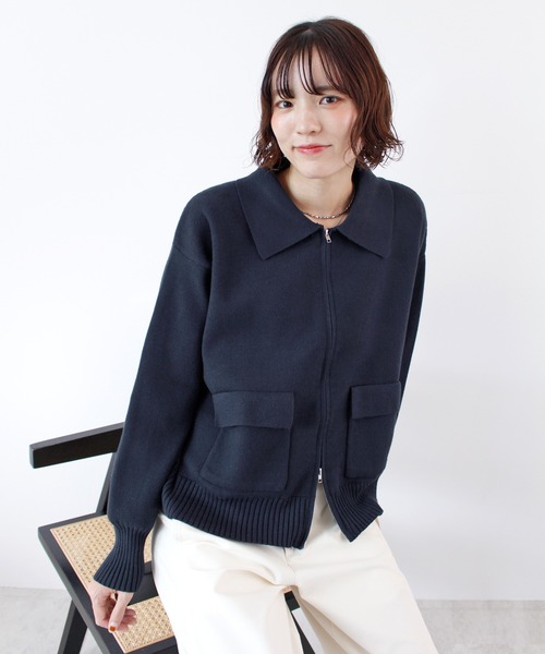 ABYS(アビス)の「zip付ニットカーディガン(カーディガン/ボレロ・レディース・ネイビー/レッド/アイボリー・FREE)」の14枚目の写真