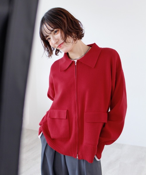 ABYS(アビス)の「zip付ニットカーディガン(カーディガン/ボレロ・レディース・ネイビー/レッド/アイボリー・FREE)」の20枚目の写真