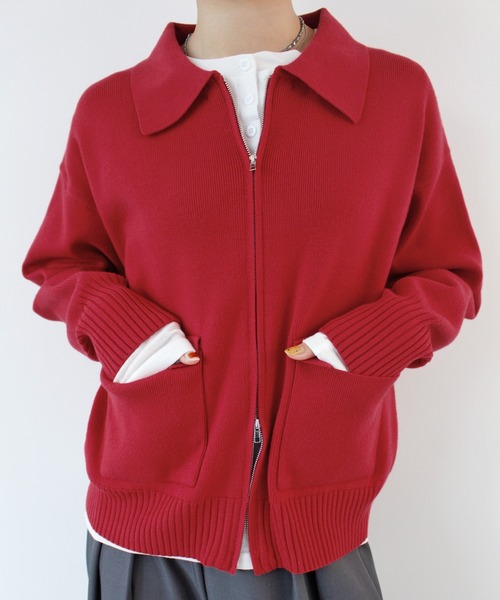 ABYS(アビス)の「zip付ニットカーディガン(カーディガン/ボレロ・レディース・ネイビー/レッド/アイボリー・FREE)」の22枚目の写真