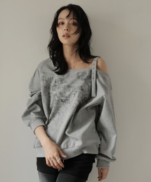 ロゴプリントワンショルダースウェット