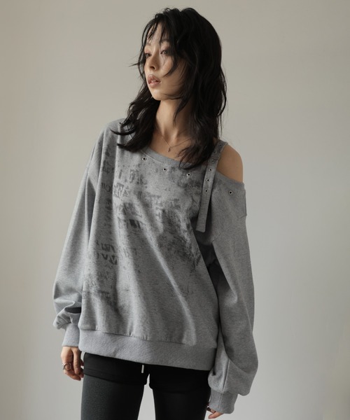 Ulysses(ユリシス)の「ロゴプリントワンショルダースウェット(スウェット・レディース・グレー/ダークグレー・F)」の15枚目の写真