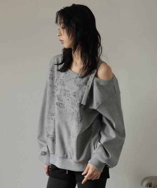 Ulysses(ユリシス)の「ロゴプリントワンショルダースウェット(スウェット・レディース・グレー/ダークグレー・F)」の19枚目の写真