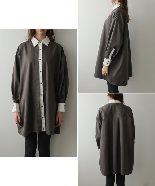 DONOBAN（ドノバン）の「ダブルカラーシャツワンピース（シャツワンピース・レディース・ブラック/グレー・ONE SIZE）」の22枚目の写真