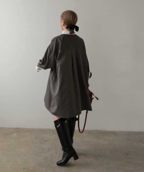 DONOBAN（ドノバン）の「ダブルカラーシャツワンピース（シャツワンピース・レディース・ブラック/グレー・ONE SIZE）」の20枚目の写真