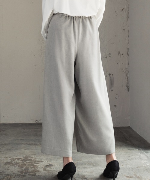 セール】ノーカラー ツイードジャケット 巻きスカート風 ワイドパンツ