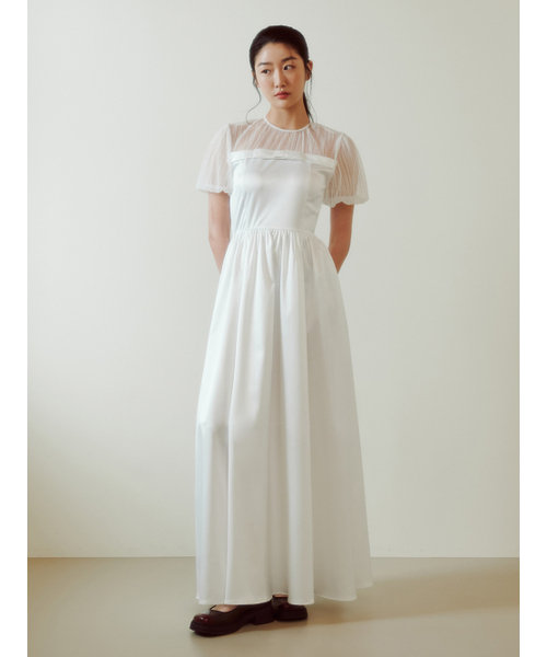 GANISONG(ガニソン)の「ブライダルシアーリボンラインドレス_ホワイト(ワンピース・レディース・その他・SMALL/MEDIUM)」の1枚目の写真