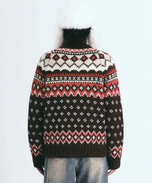 NICK&NICOLE（ニックアンドニコール）の「ETHNIC JACQUARD SWEATER CARDIGAN_BROWN（カーディガン/ボレロ・レディース・その他・FREE）」の3枚目の写真