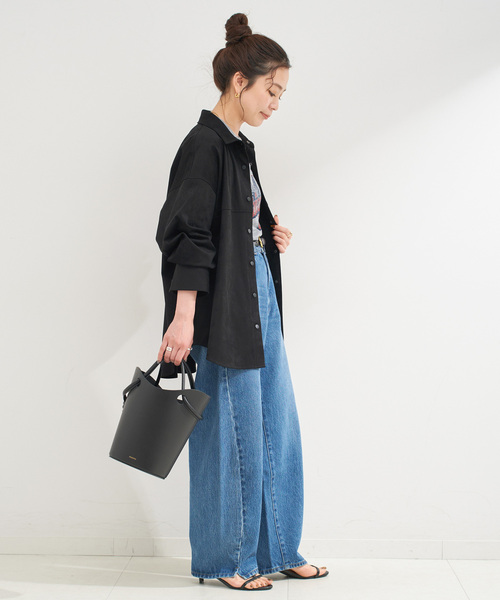 B.C STOCK（ベーセーストック）の「《追加》スウェードライクシャツ（シャツ/ブラウス・レディース・キャメル/ブラック・FREE）」の14枚目の写真
