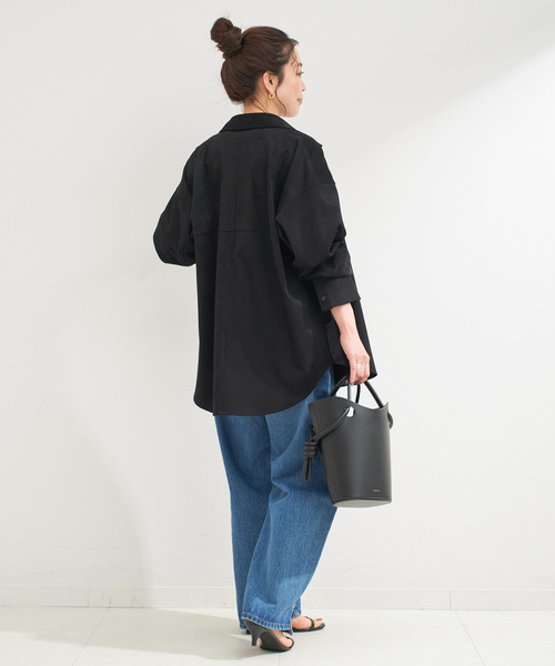 B.C STOCK（ベーセーストック）の「《追加》スウェードライクシャツ（シャツ/ブラウス・レディース・キャメル/ブラック・FREE）」の15枚目の写真