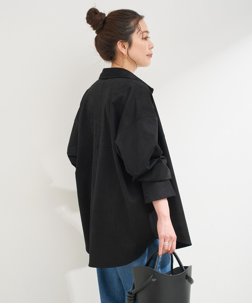 B.C STOCK（ベーセーストック）の「《追加》スウェードライクシャツ（シャツ/ブラウス・レディース・キャメル/ブラック・FREE）」の19枚目の写真
