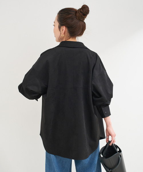 B.C STOCK（ベーセーストック）の「《追加》スウェードライクシャツ（シャツ/ブラウス・レディース・キャメル/ブラック・FREE）」の20枚目の写真