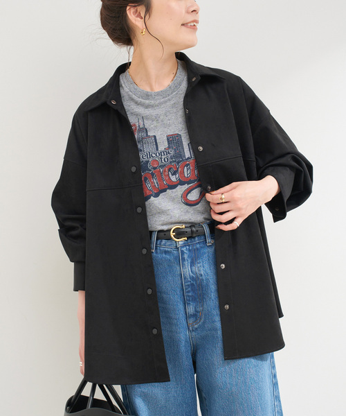 B.C STOCK（ベーセーストック）の「《追加》スウェードライクシャツ（シャツ/ブラウス・レディース・キャメル/ブラック・FREE）」の21枚目の写真