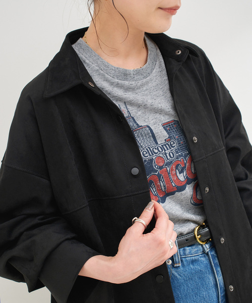 B.C STOCK（ベーセーストック）の「《追加》スウェードライクシャツ（シャツ/ブラウス・レディース・キャメル/ブラック・FREE）」の22枚目の写真