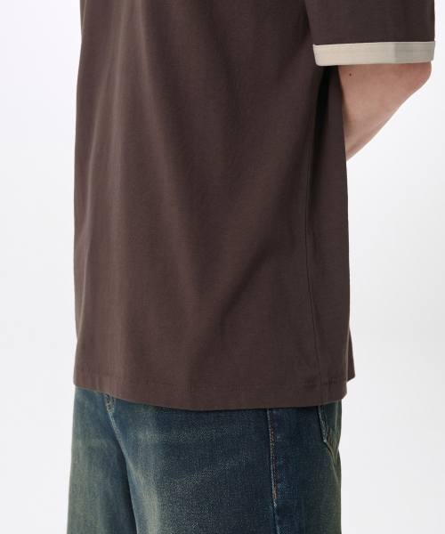MUSINSA STANDARD（ムシンサスタンダード）の「リラックスドリンガーTシャツ[ブラウン]（Tシャツ/カットソー・メンズ・その他・MEDIUM/LARGE/X-LARGE/XX-LARGE/SMALL/XXX-LARGE）」の4枚目の写真