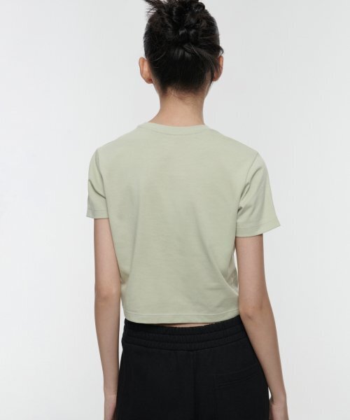 MUSINSA STANDARD WOMAN（ムシンサスタンダードウーマン）の「[クールタンダード] ウィメンズ クルーネック クロップTシャツ [ペイルグリーン]（Tシャツ/カットソー・レディース・その他・SMALL/MEDIUM/LARGE/X-LARGE/X-SMALL）」の2枚目の写真