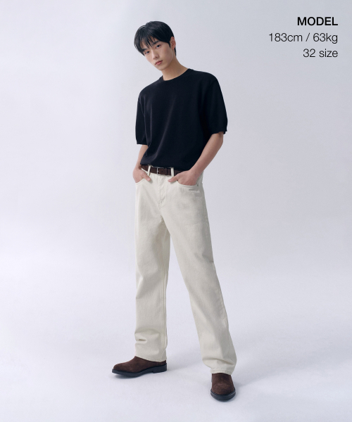 MUSINSA STANDARD（ムシンサスタンダード）の「レギュラーフィットデニムパンツ[クリーム]（デニムパンツ・メンズ・その他・26/27/28/29/38/42/36/32/30/31/40/33/34）」の2枚目の写真