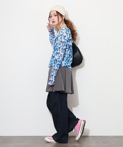 crossi（クロッシー）の「アルファベット&レオパード柄チュールレース長袖カットソー（Tシャツ/カットソー・レディース・ピンク/ブラック/ホワイト/グリーン・FREE）」の22枚目の写真