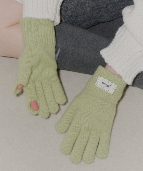 GIUNON（ジウノン）の「Smartphone touch rib gloves / スマートフォンタッチリブ手袋（手袋・レディース・アイボリー/グレー/グリーン/レッド・FREE）」の4枚目の写真