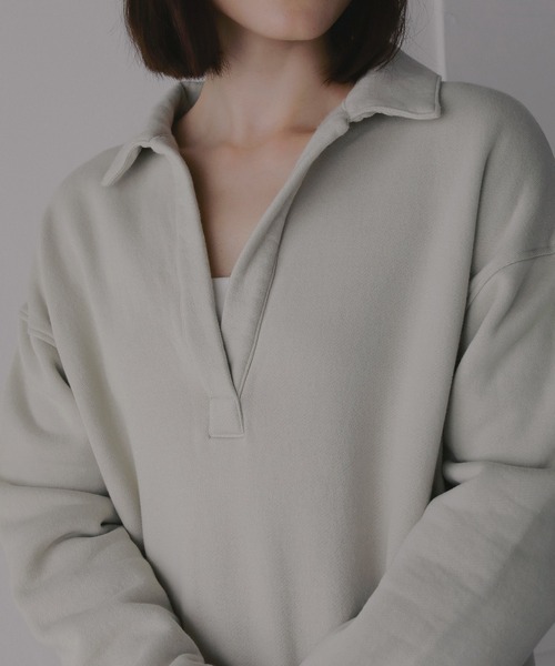 MANOF(マノフ)の「VINTAGE POLO TOPS(スウェット・レディース・ブラック/ベージュ・F)」の13枚目の写真