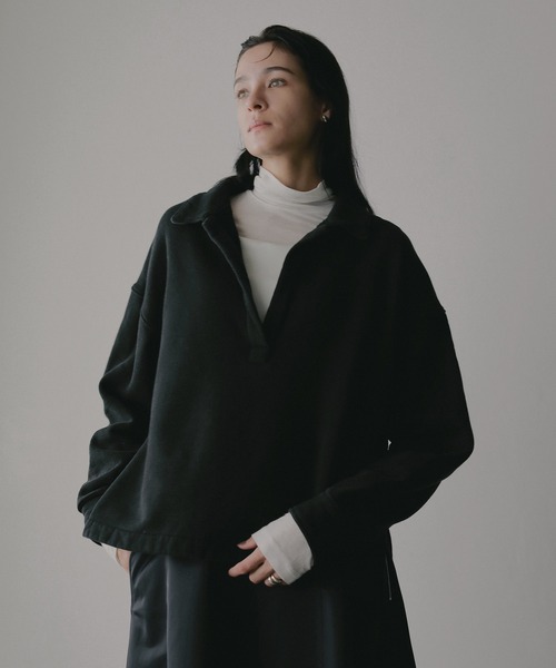 MANOF(マノフ)の「VINTAGE POLO TOPS(スウェット・レディース・ブラック/ベージュ・F)」の14枚目の写真