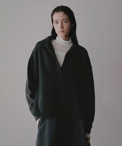 MANOF(マノフ)の「VINTAGE POLO TOPS(スウェット・レディース・ブラック/ベージュ・F)」の15枚目の写真