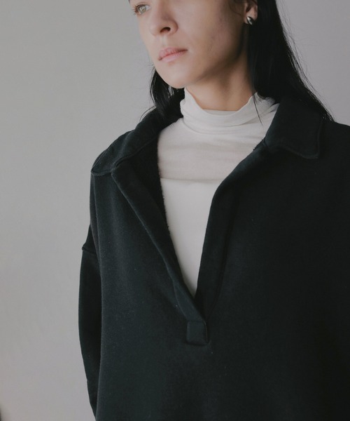 MANOF(マノフ)の「VINTAGE POLO TOPS(スウェット・レディース・ブラック/ベージュ・F)」の21枚目の写真