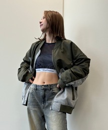 福寿外貌（フクジュガイボウ）の「オーバーサイズ MA-1/配色切替×ボリュームシルエット 中綿MA-1ブルゾン（MA-1）」