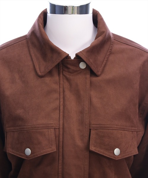 clear（クリア）の「フェイクスエードジャケット［大人 カジュアル 着回し力抜群］≪AW新作≫（ブルゾン・レディース・キャメル/ブラウン・F）」の12枚目の写真