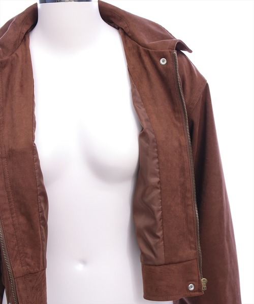 clear（クリア）の「フェイクスエードジャケット［大人 カジュアル 着回し力抜群］≪AW新作≫（ブルゾン・レディース・キャメル/ブラウン・F）」の14枚目の写真