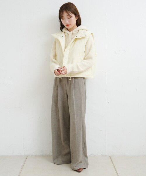 Kastane（カスタネ）の「【一部店舗限定/4色展開】B ナイロン中綿ベスト（ダウンベスト・レディース・アイボリー/カーキ/ブラック/ブラウン・FREE）」の5枚目の写真