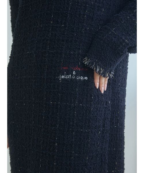 セール】【JOEL ROBUCHON】ツイードモコVネックワンピース（ルーム