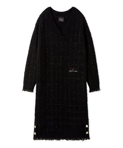 セール】【JOEL ROBUCHON】ツイードモコVネックワンピース（ルーム