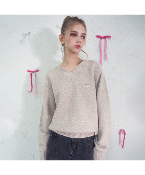Vivacious(ビバシャス)の「Rive Gauche Knit_4Colors(ニット/セーター・レディース・ベージュ/ピンク/グレー/ブラック・FREE)」の1枚目の写真