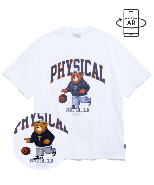 PHYSICAL DEPARTMENT(フィジカル デパートメント)の「ベスキットボールベア 半袖Tシャツ_ホワイト(Tシャツ/カットソー・レディース・その他・MEDIUM/X-LARGE/SMALL/LARGE)」の2枚目の写真