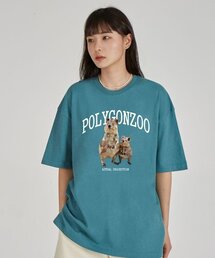 ポリゴン クオカ ラウンドネック 15番手 綿 半袖Tシャツ_ブルーグリーン