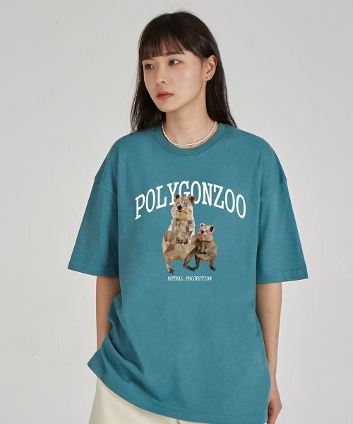 ASTRAL PROJECTION(アストラルプロジェクション)の「ポリゴン クオカ ラウンドネック 15番手 綿 半袖Tシャツ_ブルーグリーン(Tシャツ/カットソー・レディース・その他・LARGE/X-LARGE)」の1枚目の写真